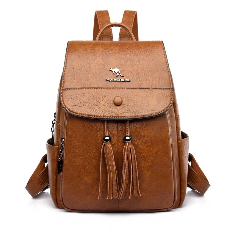 Y003 in Tan, backpack, front view