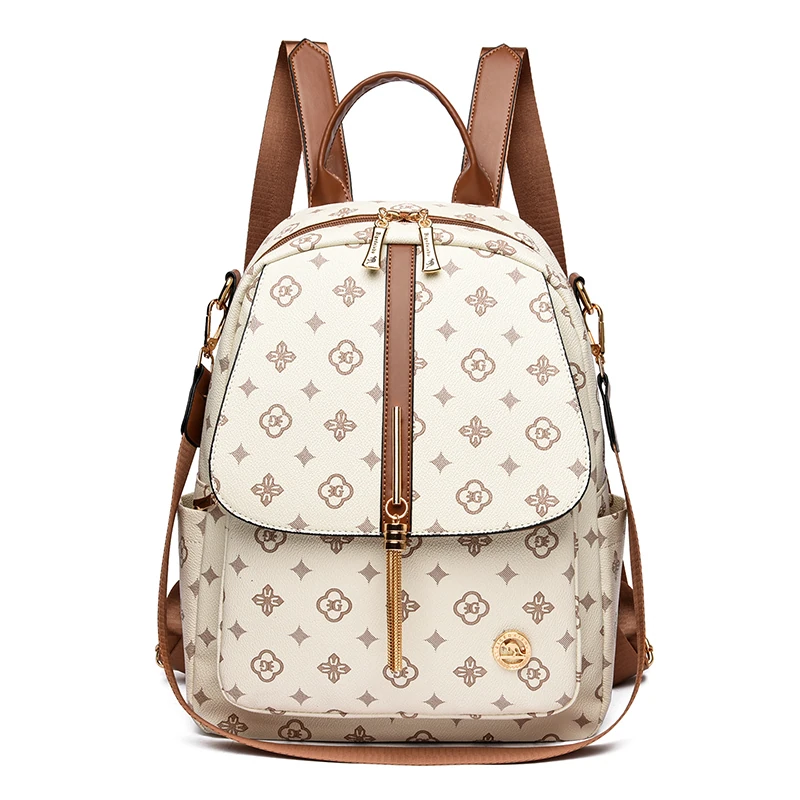 1607 in Cream print, backpack, front view