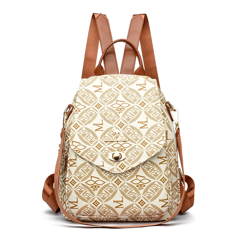 B061 in Cream print, backpack, front view