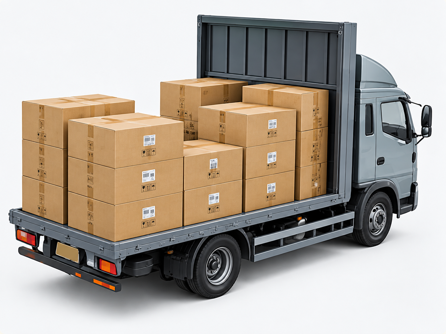 Delivery truck loaded with shipping cartons