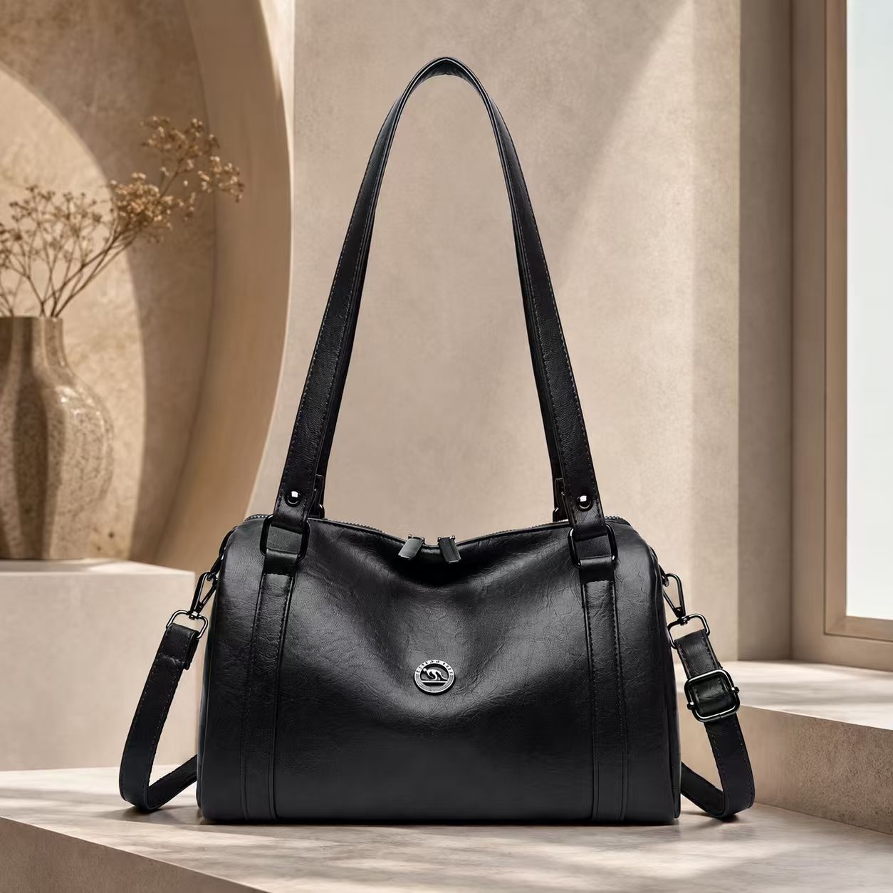 Black custom handbag for women